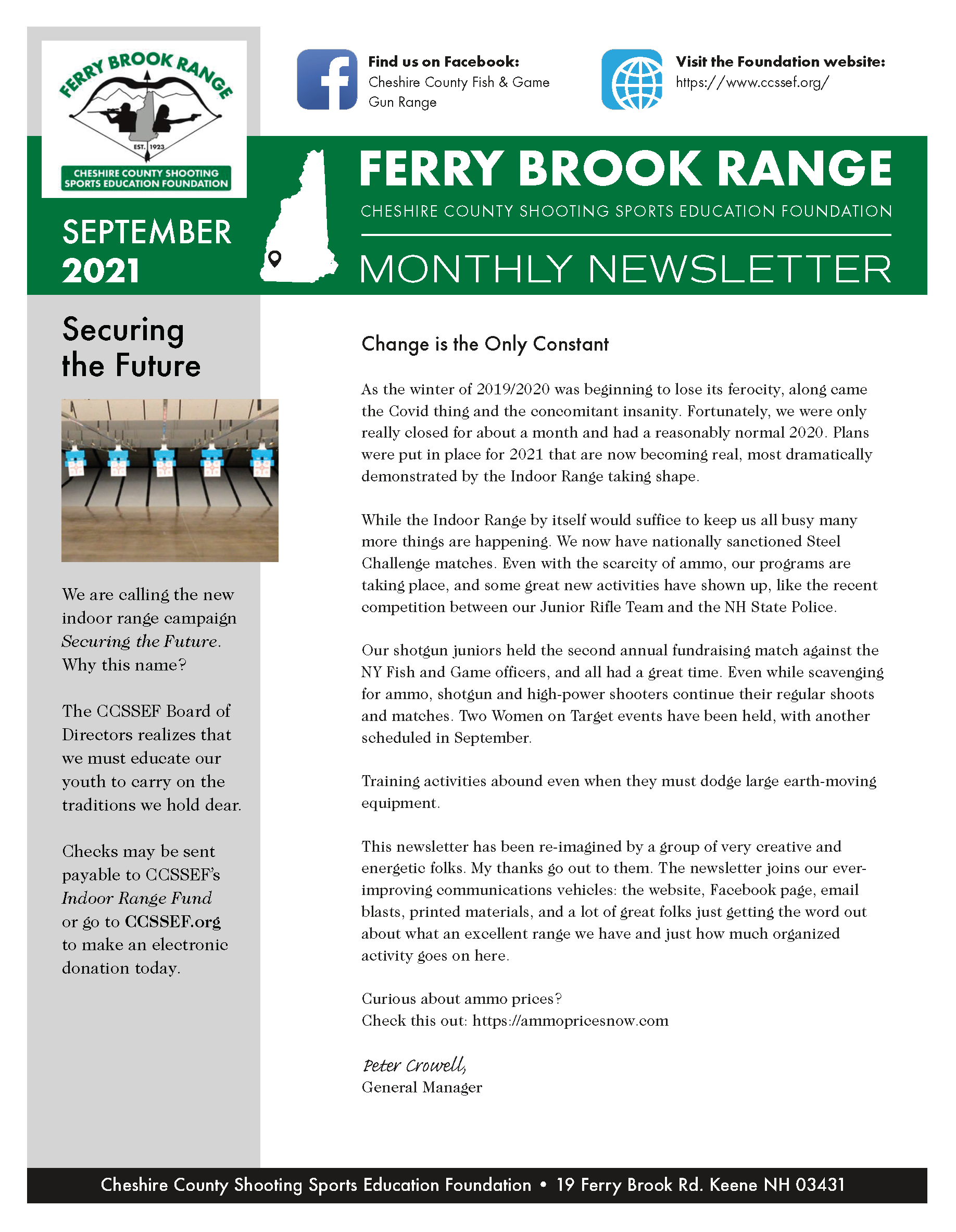 Ferry brook range newsletter ccssef